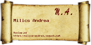Milics Andrea névjegykártya