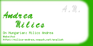 andrea milics business card